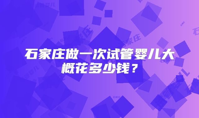 石家庄做一次试管婴儿大概花多少钱？