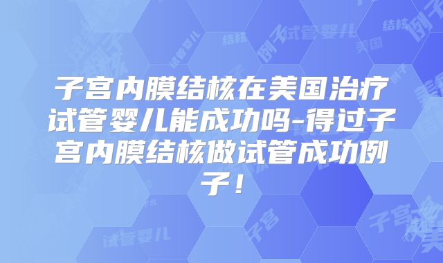 子宫内膜结核在美国治疗试管婴儿能成功吗-得过子宫内膜结核做试管成功例子！
