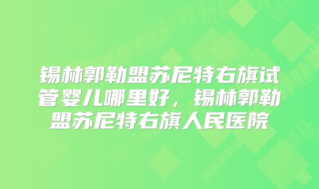 锡林郭勒盟苏尼特右旗试管婴儿哪里好，锡林郭勒盟苏尼特右旗人民医院