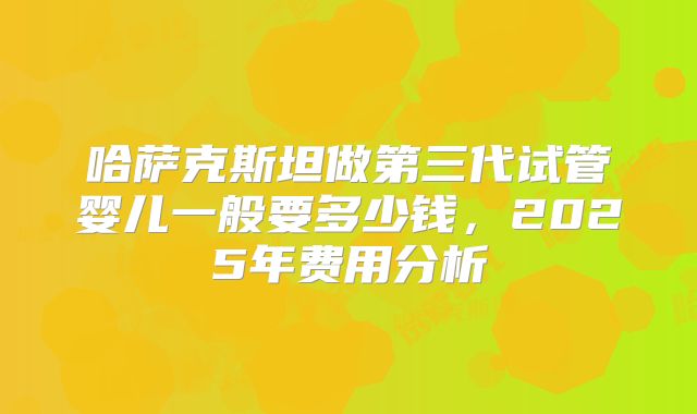 哈萨克斯坦做第三代试管婴儿一般要多少钱，2025年费用分析