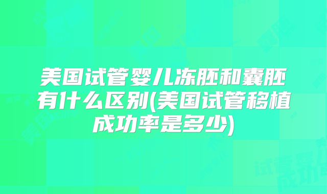 美国试管婴儿冻胚和囊胚有什么区别(美国试管移植成功率是多少)