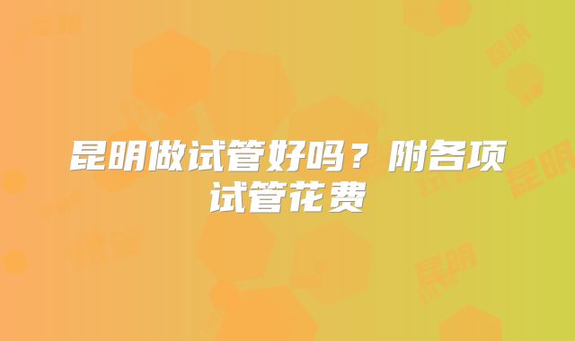 昆明做试管好吗？附各项试管花费