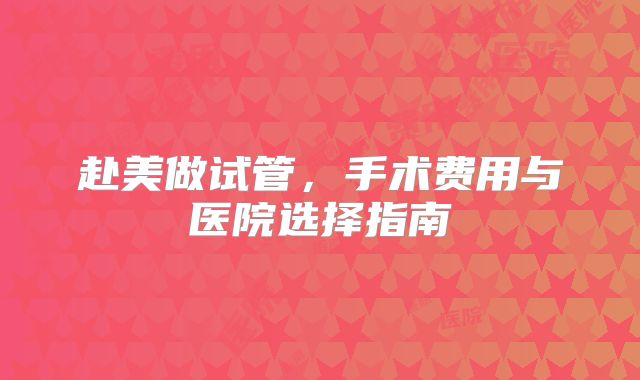 赴美做试管，手术费用与医院选择指南