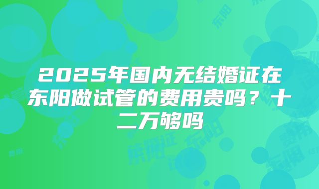 2025年国内无结婚证在东阳做试管的费用贵吗？十二万够吗