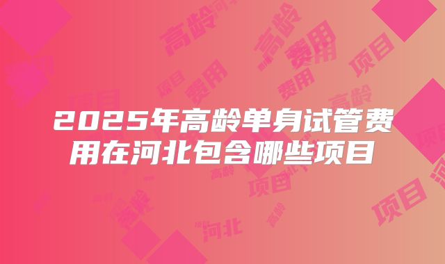 2025年高龄单身试管费用在河北包含哪些项目