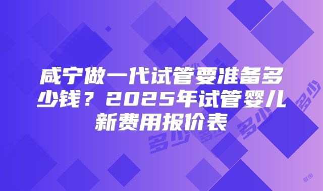 咸宁做一代试管要准备多少钱？2025年试管婴儿新费用报价表