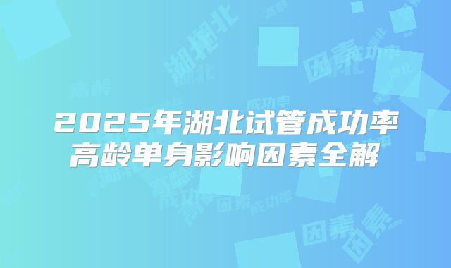 2025年湖北试管成功率高龄单身影响因素全解