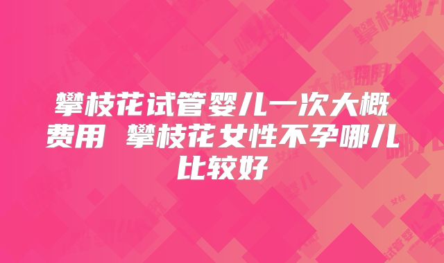 攀枝花试管婴儿一次大概费用 攀枝花女性不孕哪儿比较好