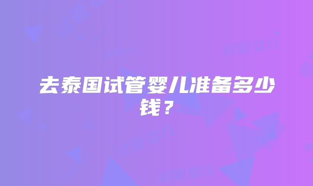 去泰国试管婴儿准备多少钱？