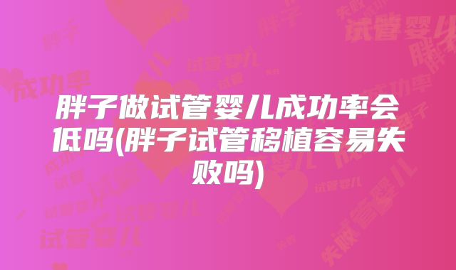 胖子做试管婴儿成功率会低吗(胖子试管移植容易失败吗)