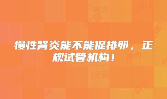 慢性肾炎能不能促排卵，正规试管机构！