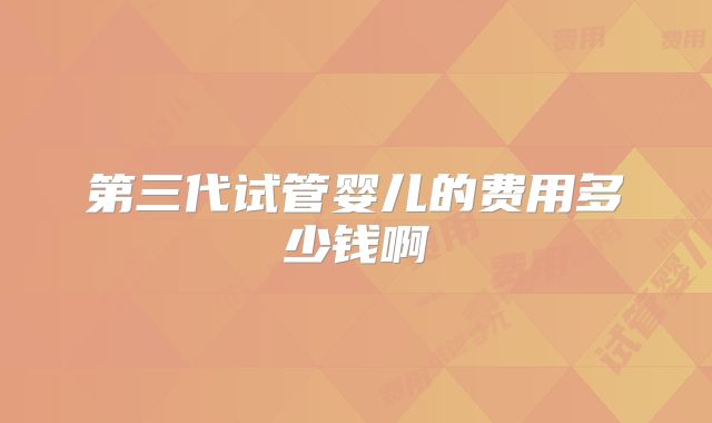 第三代试管婴儿的费用多少钱啊