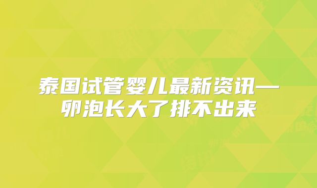 泰国试管婴儿最新资讯—卵泡长大了排不出来