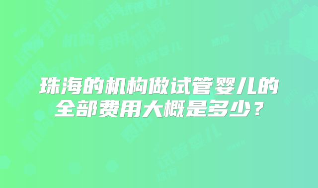 珠海的机构做试管婴儿的全部费用大概是多少？