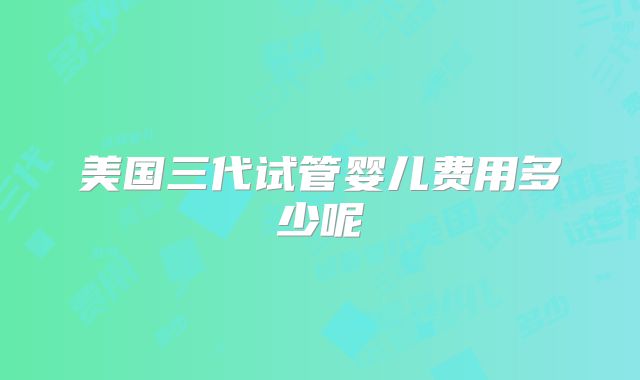 美国三代试管婴儿费用多少呢