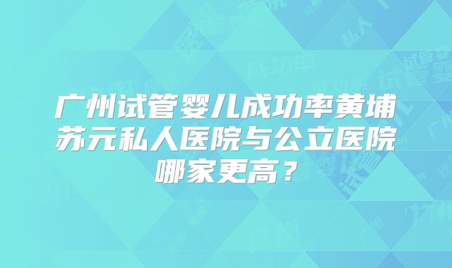 广州试管婴儿成功率黄埔苏元私人医院与公立医院哪家更高？
