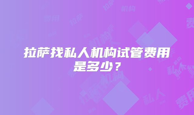 拉萨找私人机构试管费用是多少？
