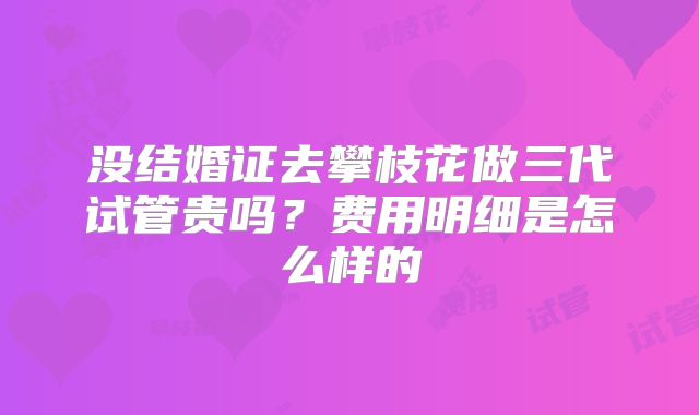 没结婚证去攀枝花做三代试管贵吗？费用明细是怎么样的