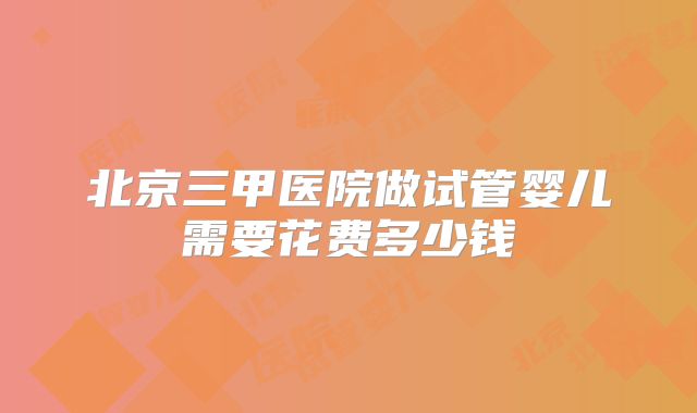 北京三甲医院做试管婴儿需要花费多少钱