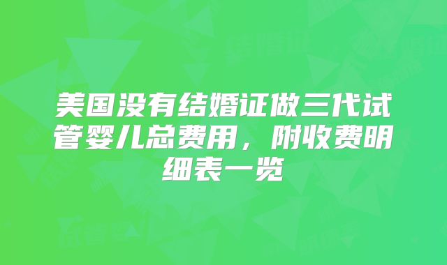 美国没有结婚证做三代试管婴儿总费用，附收费明细表一览