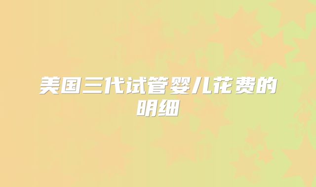 美国三代试管婴儿花费的明细