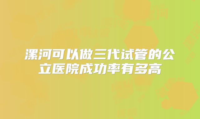 漯河可以做三代试管的公立医院成功率有多高