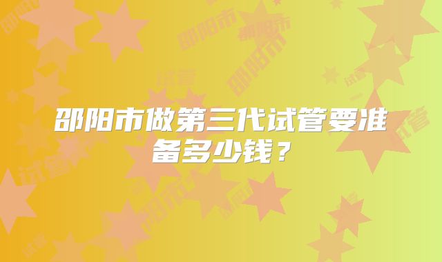 邵阳市做第三代试管要准备多少钱？