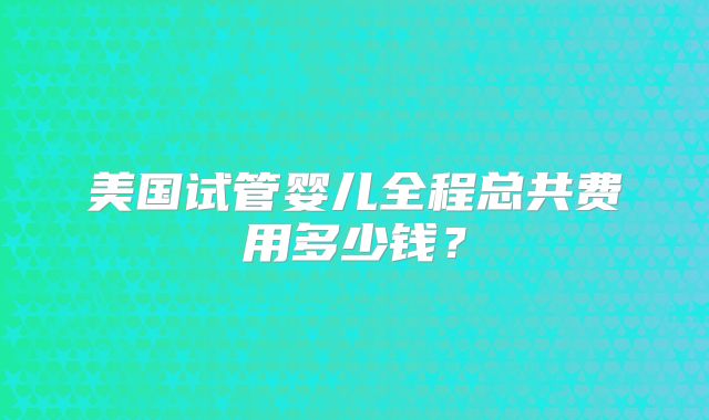 美国试管婴儿全程总共费用多少钱？