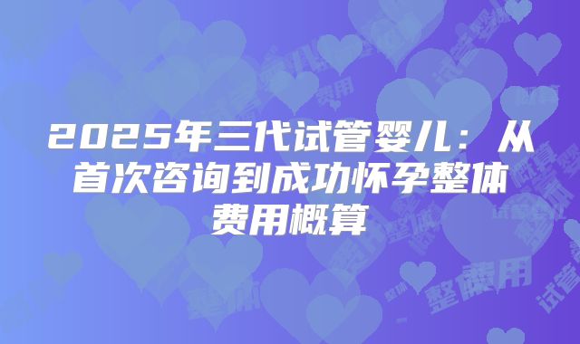 2025年三代试管婴儿：从首次咨询到成功怀孕整体费用概算