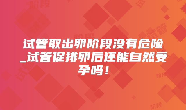 试管取出卵阶段没有危险_试管促排卵后还能自然受孕吗!