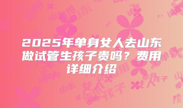 2025年单身女人去山东做试管生孩子贵吗?费用详细介绍