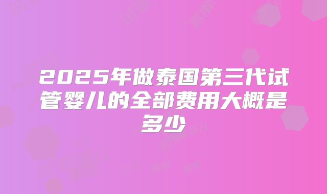 2025年做泰国第三代试管婴儿的全部费用大概是多少