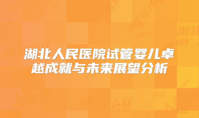 湖北人民医院试管婴儿卓越成就与未来展望分析