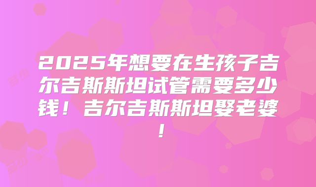 2025年想要在生孩子吉尔吉斯斯坦试管需要多少钱！吉尔吉斯斯坦娶老婆！