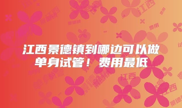 江西景德镇到哪边可以做单身试管！费用最低
