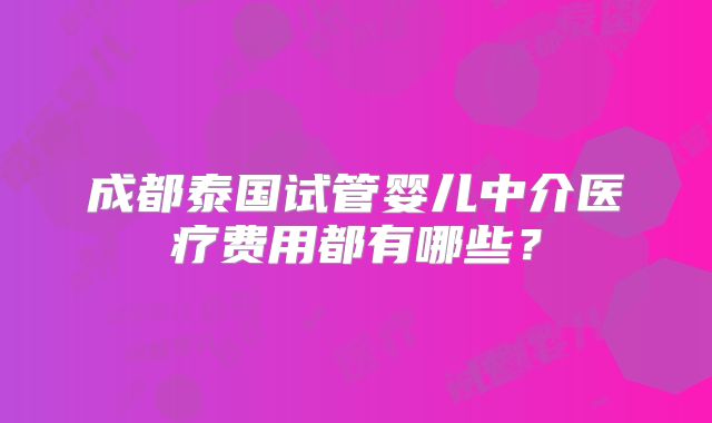 成都泰国试管婴儿中介医疗费用都有哪些？