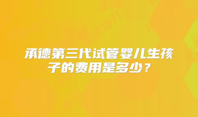 承德第三代试管婴儿生孩子的费用是多少？
