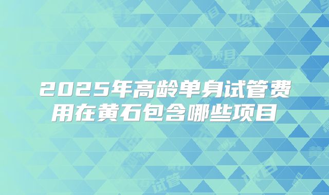 2025年高龄单身试管费用在黄石包含哪些项目