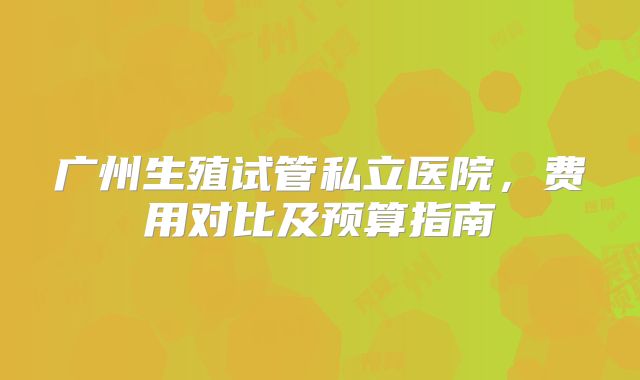 广州生殖试管私立医院，费用对比及预算指南