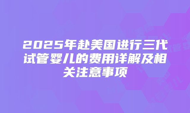 2025年赴美国进行三代试管婴儿的费用详解及相关注意事项