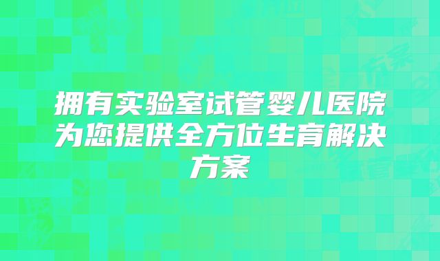 拥有实验室试管婴儿医院为您提供全方位生育解决方案