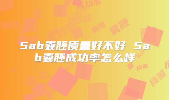 5ab囊胚质量好不好 5ab囊胚成功率怎么样