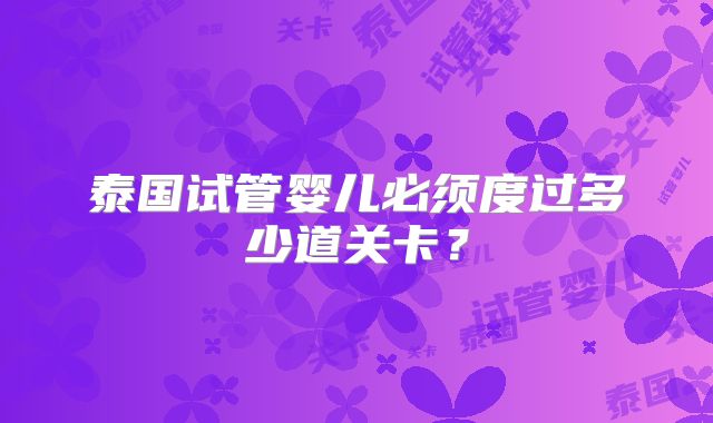 泰国试管婴儿必须度过多少道关卡?
