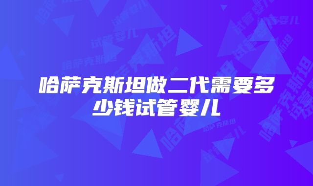 哈萨克斯坦做二代需要多少钱试管婴儿