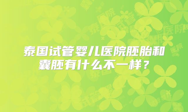 泰国试管婴儿医院胚胎和囊胚有什么不一样？