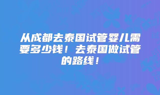 从成都去泰国试管婴儿需要多少钱！去泰国做试管的路线！