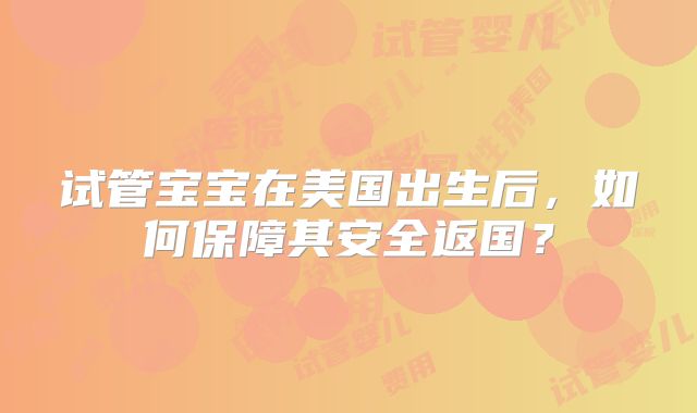 试管宝宝在美国出生后，如何保障其安全返国？