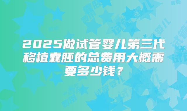2025做试管婴儿第三代移植囊胚的总费用大概需要多少钱？