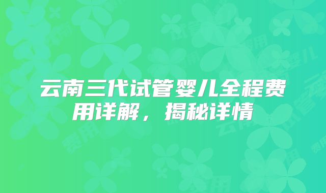云南三代试管婴儿全程费用详解，揭秘详情