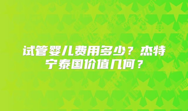 试管婴儿费用多少?杰特宁泰国价值几何?